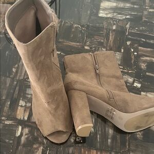 Fashion Nova Taupe Heeled Boots